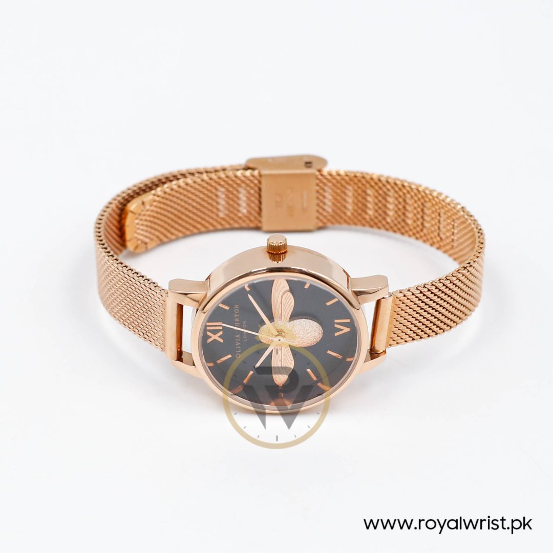 Olivia Burton Women's Quartz Rose Gold Stainless Steel Black Dial 30mm Watch HM1121-3 (Like New) - Image 3