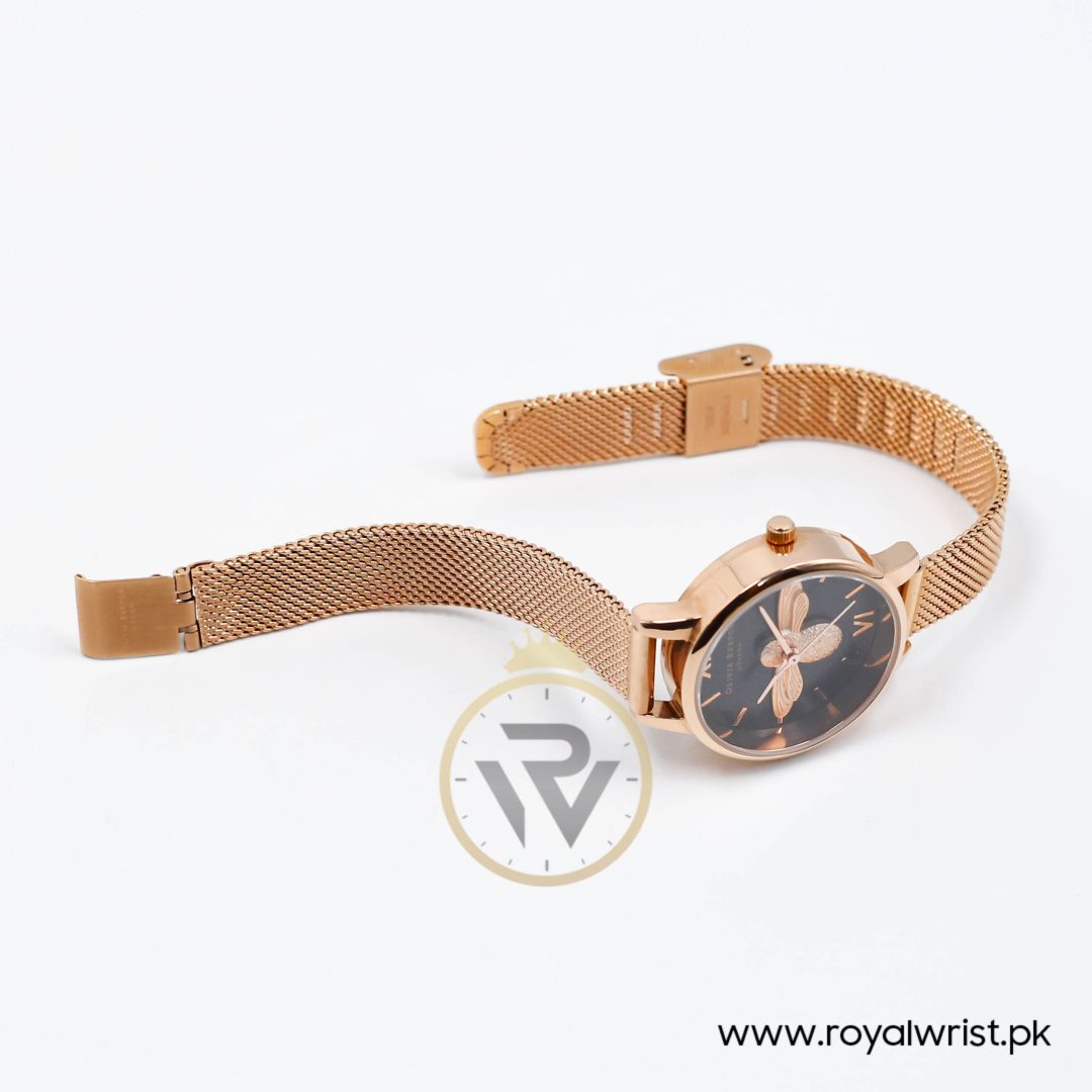 Olivia Burton Women's Quartz Rose Gold Stainless Steel Black Dial 30mm Watch HM1121-3 (Like New) - Image 7