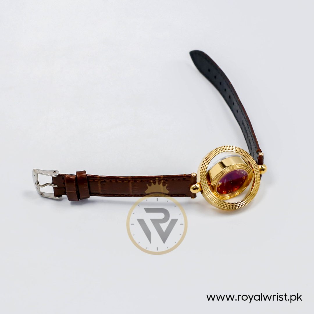 Versace Women’s Quartz Swiss Made Dark Brown Leather Strap Red Dial 34mm Watch VE7901223 (Like New) - Image 6