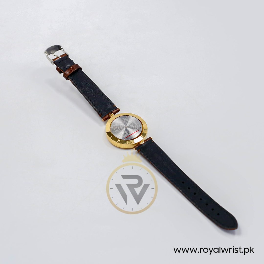 Versace Women’s Quartz Swiss Made Dark Brown Leather Strap Red Dial 34mm Watch VE7901223