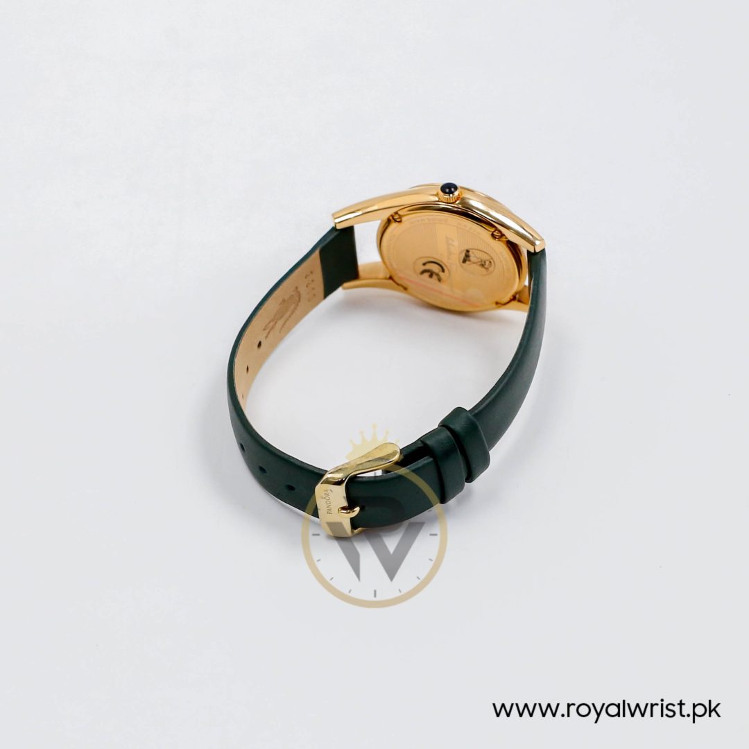 Ferragamo Women's Swiss Made Quartz Dark Green Leather Strap Red Dial 33mm Watch FG4070014