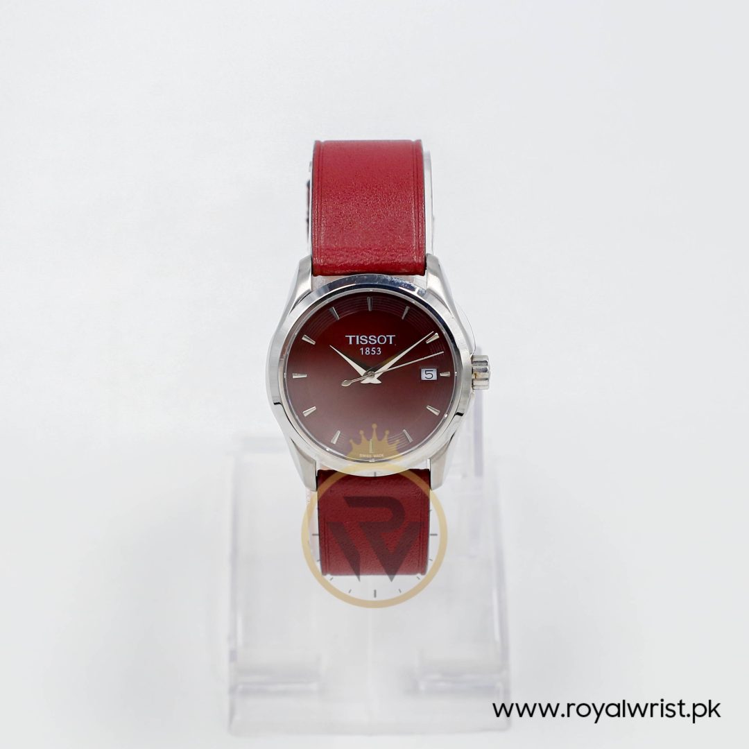 Tissot Women’s Quartz Swiss Made Red Leather Strap Maroon Dial 33mm Watch T035.210.16.371.00 (Like New) - Image 2
