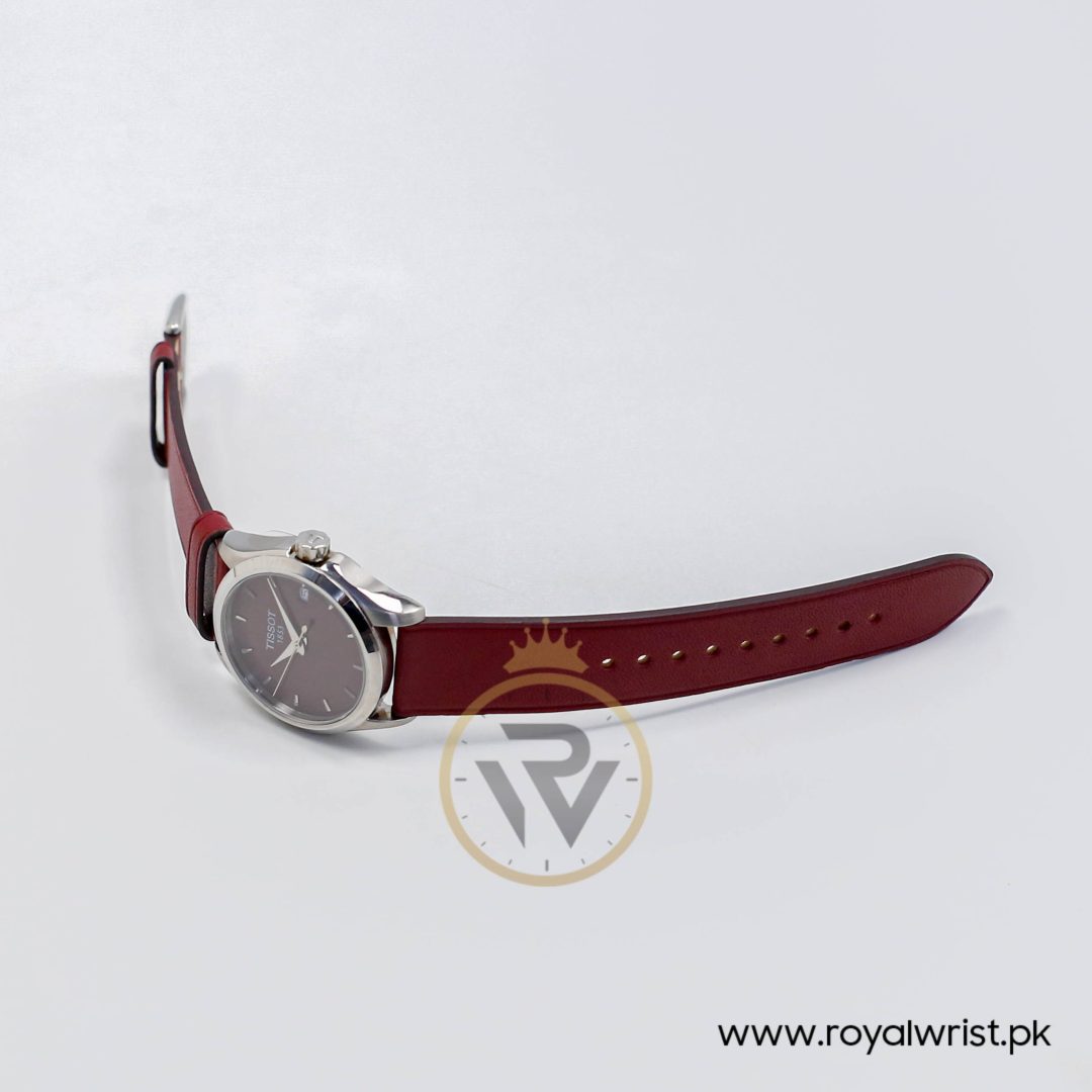 Tissot Women’s Quartz Swiss Made Red Leather Strap Maroon Dial 33mm Watch T035.210.16.371.00 (Like New)