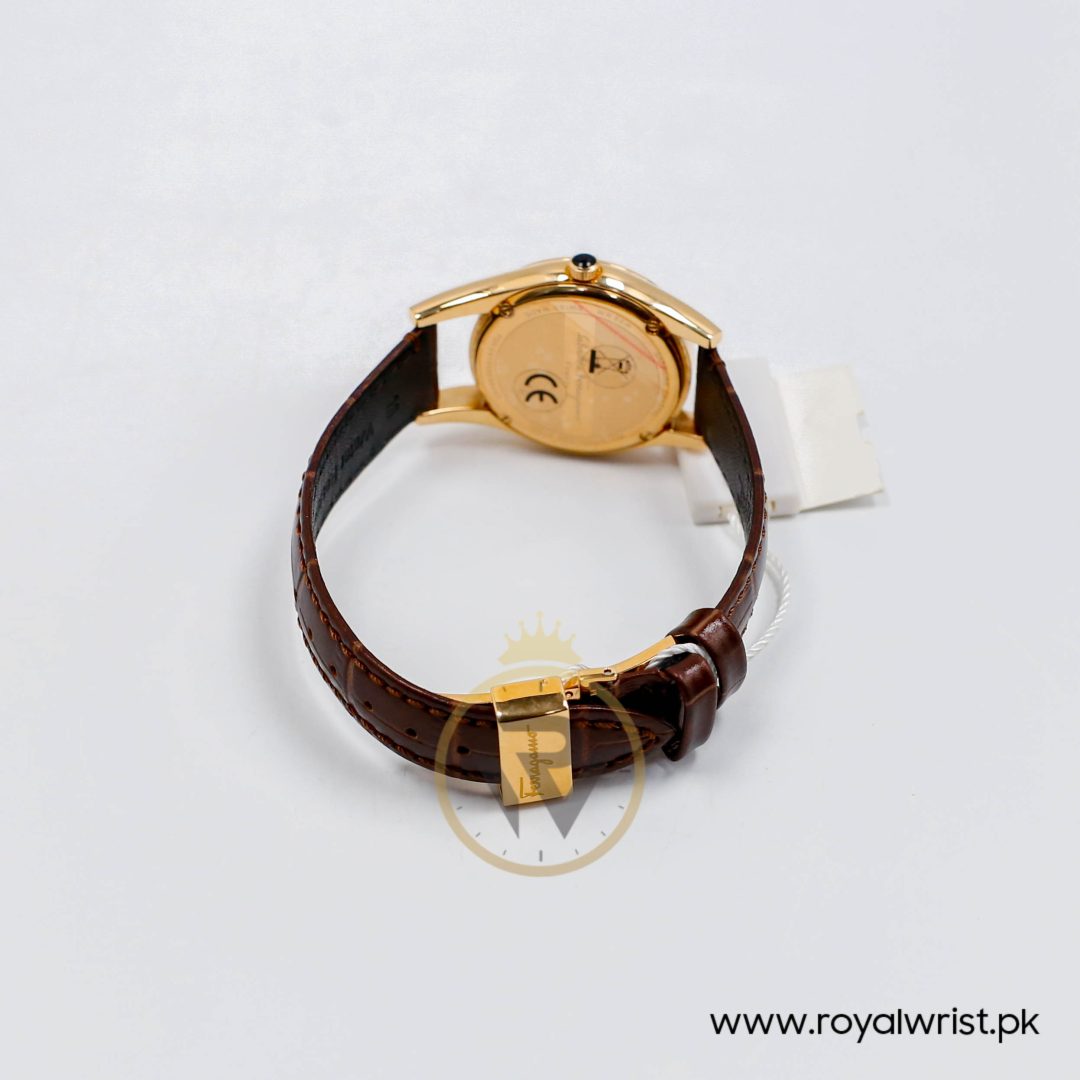 Ferragamo Women's Swiss Made Quartz Dark Brown Leather Strap Red Dial 33mm Watch FG4070014-1