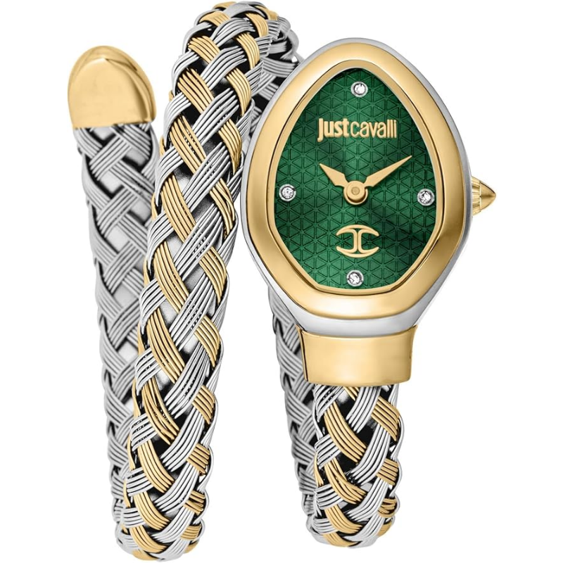 Just Cavalli Women’s Quartz Two-Tone Snake Stainless Green Dial 22mm Watch JC1L264M0065