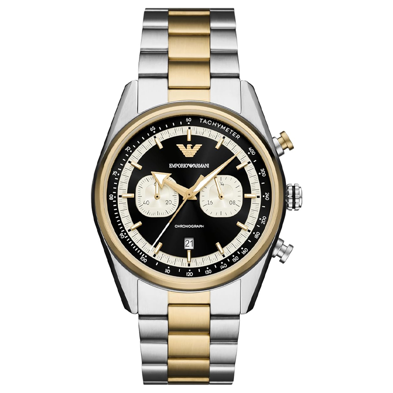 Emporio Armani Men’s Quartz Two-Tone Stainless Steel Black Dial 42mm Watch AR11678