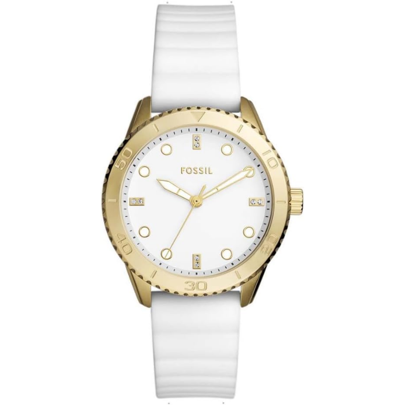 Fossil Women’s Quartz White Silicone Strap White Dial 38mm Watch BQ3965 (Without Tag)