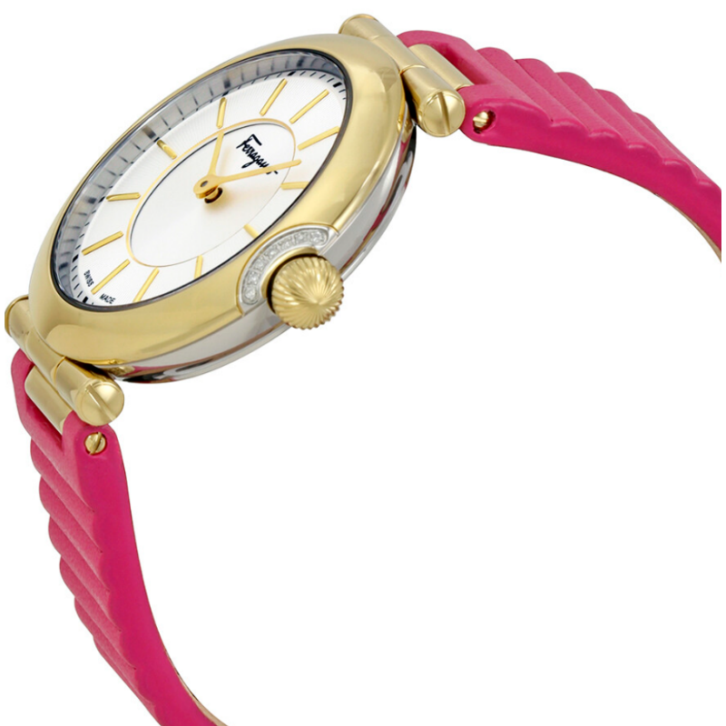 Ferragamo Women's Swiss Made Quartz Pink Leather Strap Silver Dial 36mm Watch FIN030015 (Without Tag) - Image 2