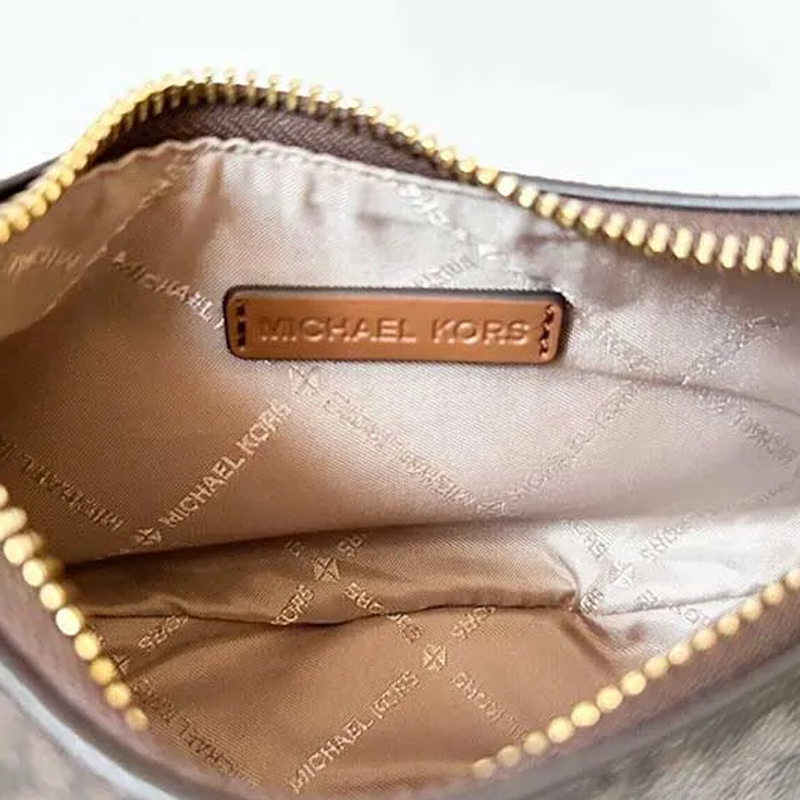 Michael Kors Cora Mini Zip Pouchette / Crossbody – Dark Brown Signature Logo (Size: W:19cm H:11cm D:5cm) 35R3G4CC1B - Image 4