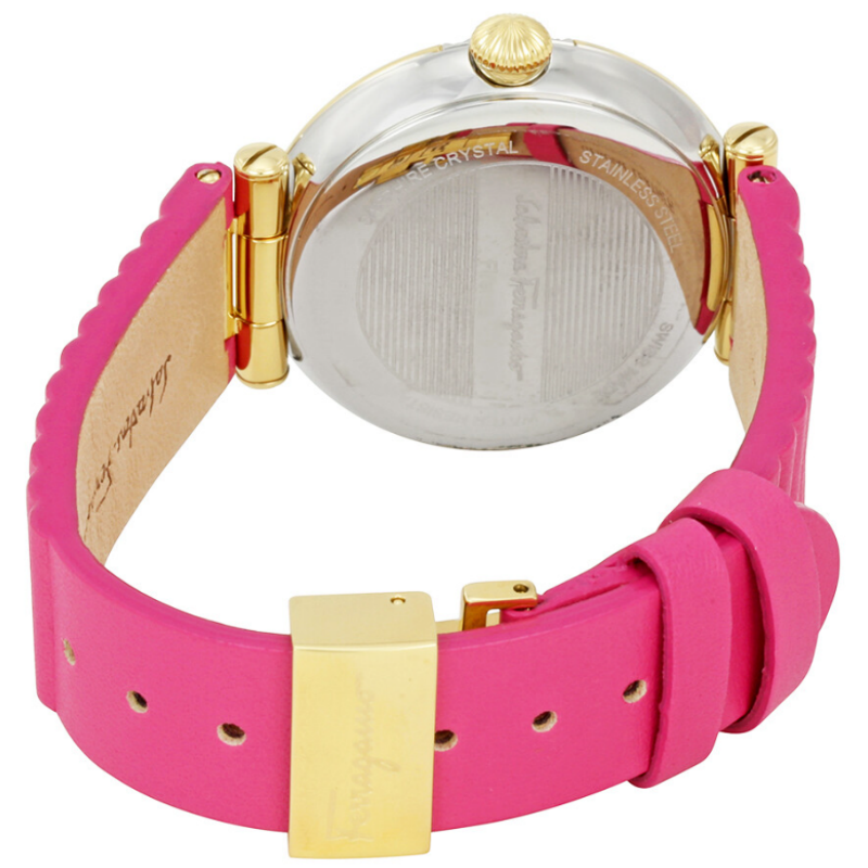 Ferragamo Women's Swiss Made Quartz Pink Leather Strap Silver Dial 36mm Watch FIN030015 (Without Tag) - Image 3