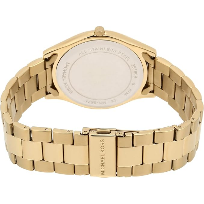 Michael Kors Women’s Quartz Gold Stainless Steel Gold Dial 44mm Watch MK8671 (Like New) - Image 3