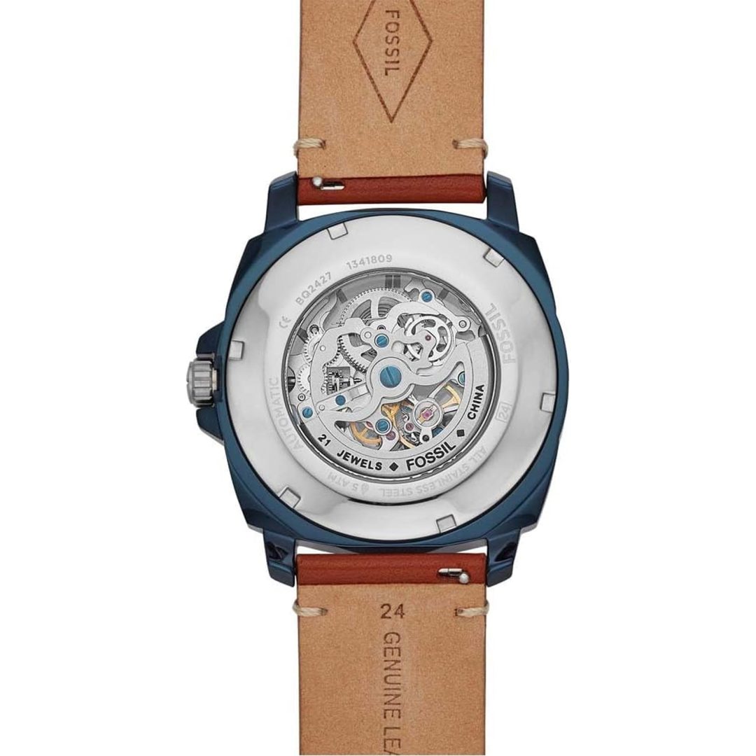 Fossil Men’s Automatic Brown Leather Strap Transparent Dial 45mm Watch BQ2427 (Like New) - Image 3