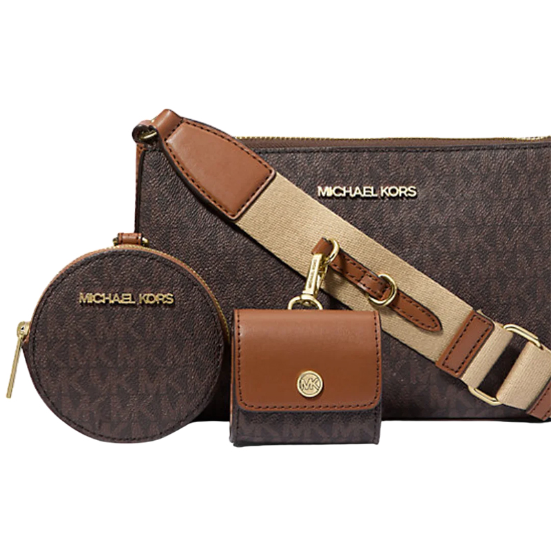 Michael Kors Jet Set Logo Crossbody Bag with Case for Apple AirPods Pro – Brown Signature (Size: W:9.5cm H:5.5cm D:2.25cm) 35S2GTVC1B - Image 2