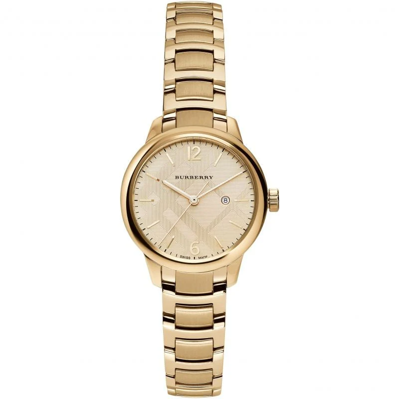Burberry Women’s Swiss Made Quartz Gold Stainless Steel Gold Dial 32mm Watch BU10109