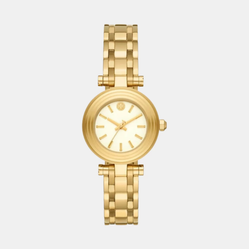 Tory Burch Women’s Quartz Gold Stainless Steel Cream Dial 30mm Watch TBW9013