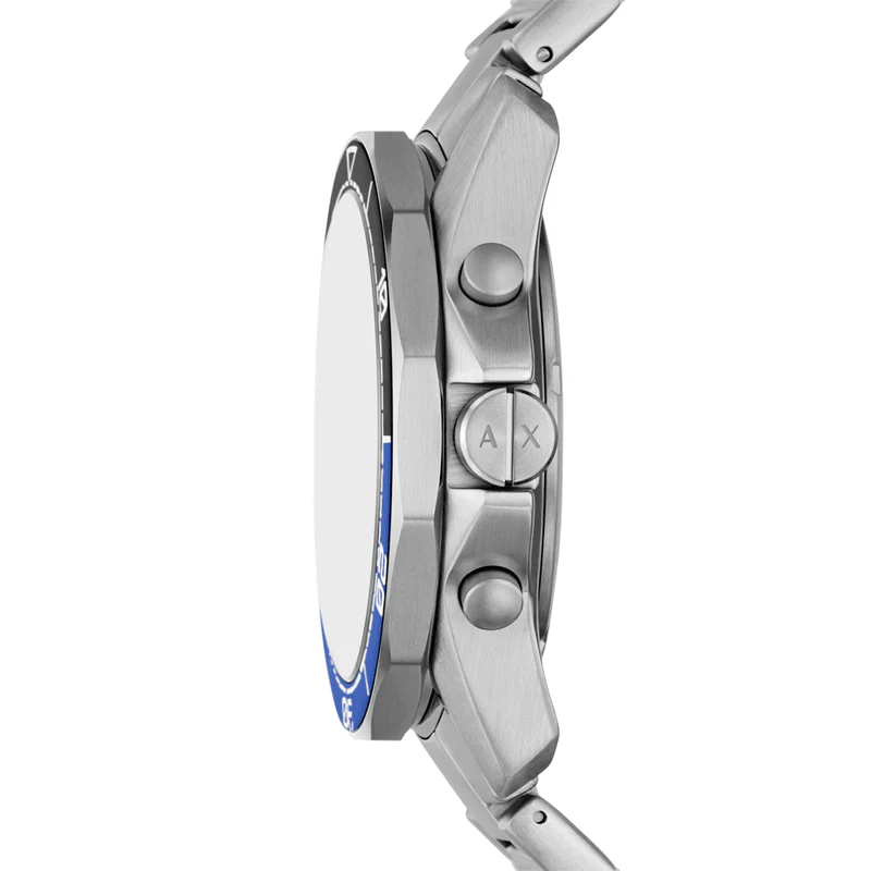Armani Exchange Men’s Chronograph Quartz Silver Stainless Steel Black Dial 44mm Watch AX7166
