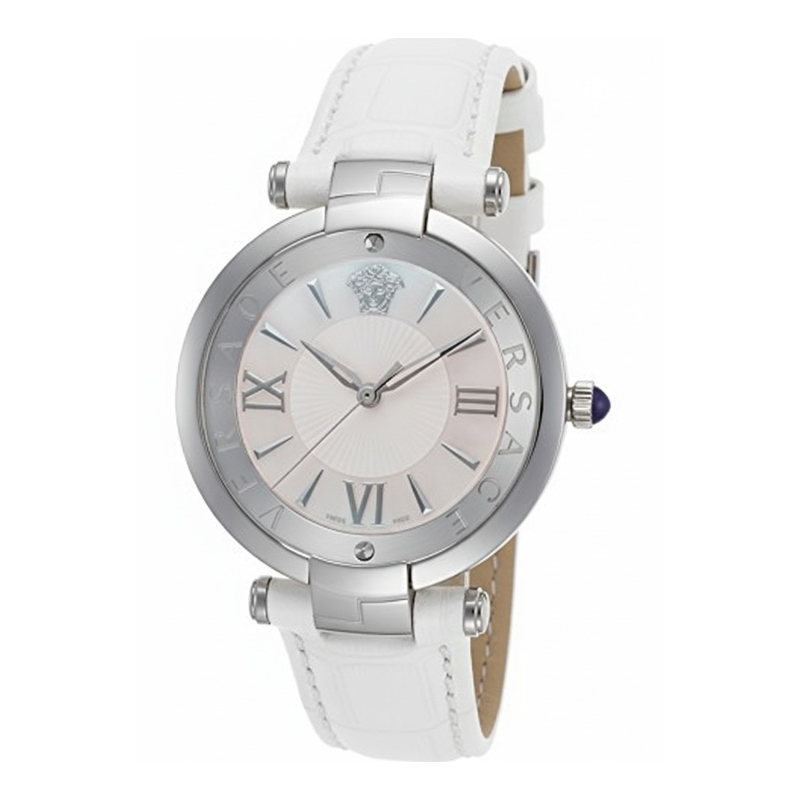 Versace Women’s Quartz Swiss Made White Leather Strap Mother Of Pearl Dial 35mm Watch VAI070016 (Without Tag)