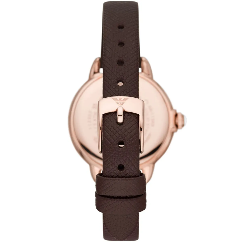 Emporio Armani Women’s Quartz Brown Leather Strap Silver Dial 32mm Watch AR11568