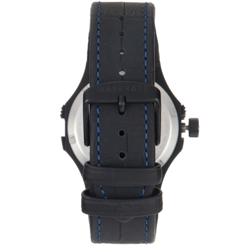 Maserati Men’s Automatic Black Leather Strap Black Skeleton Dial 42mm Watch R8821108009