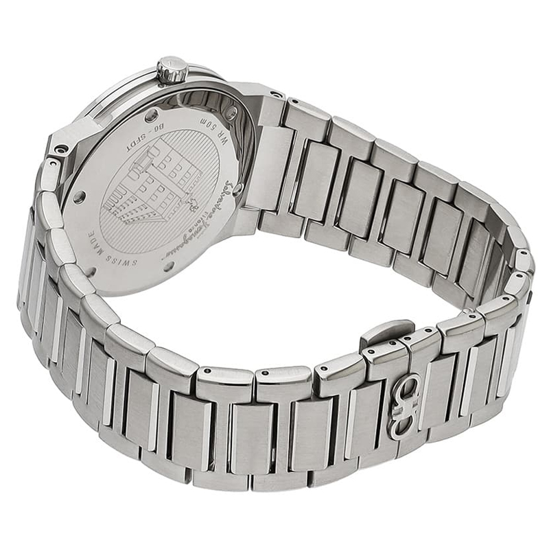 Ferragamo Men’s Swiss Made Quartz Silver Stainless Steel Silver Sunray Dial 41mm Watch SFDT02223