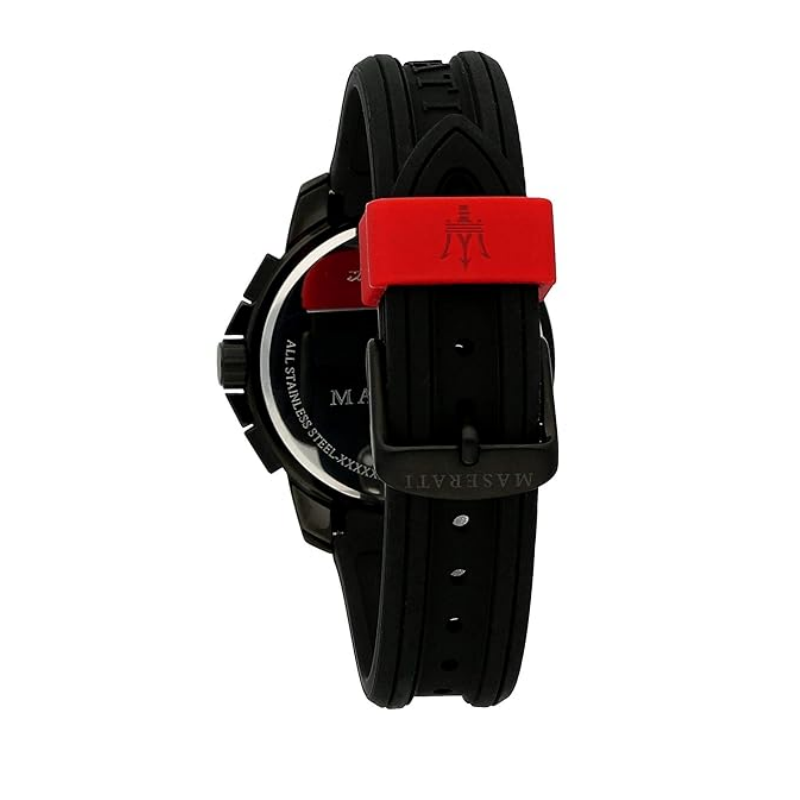 Maserati Men’s Chronograph Quartz Black Silicone Strap Black Dial 44mm Watch R8851123007