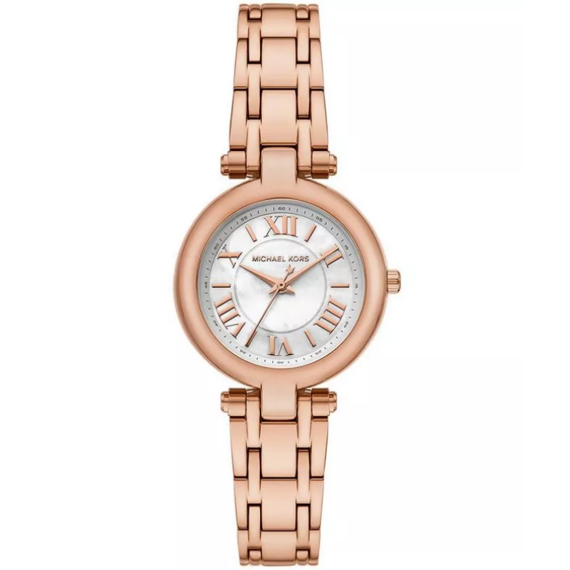 Michael Kors Women’s Quartz Rose Gold Stainless Steel White Mother Of Pearl Dial 30mm Watch MK4893