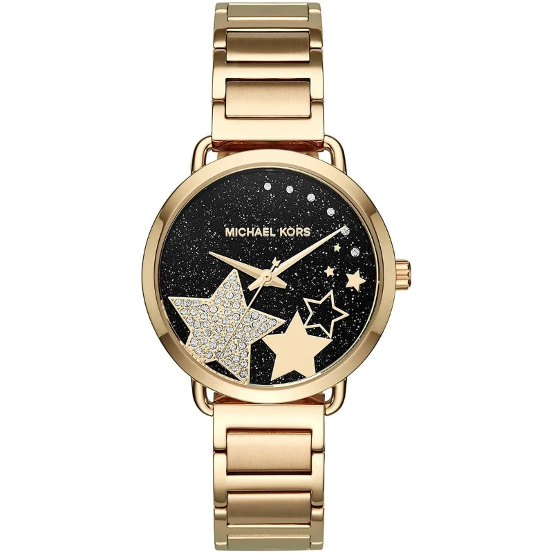 Michael Kors Women’s Quartz Gold Stainless Steel Black Pave Dial 36mm Watch MK3794