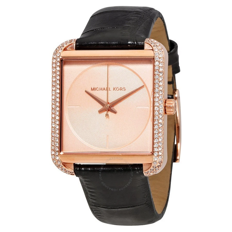 Michael Kors Women’s Quartz Black Leather Strap Rose Gold Dial 38mm Watch MK2611 (Without Tag)