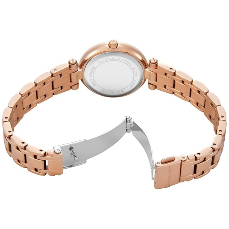 Michael Kors Women’s Quartz Rose Gold Stainless Steel White Mother Of Pearl Dial 30mm Watch MK4893