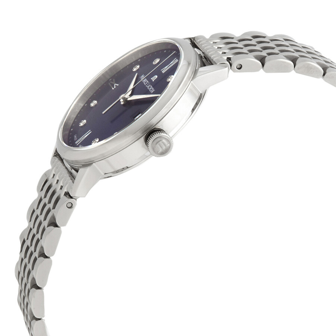 Maurice Lacroix Men’s Quartz Swiss Made Silver Stainless Steel Blue Dial 30mm Watch EL1094-SS002-450-1