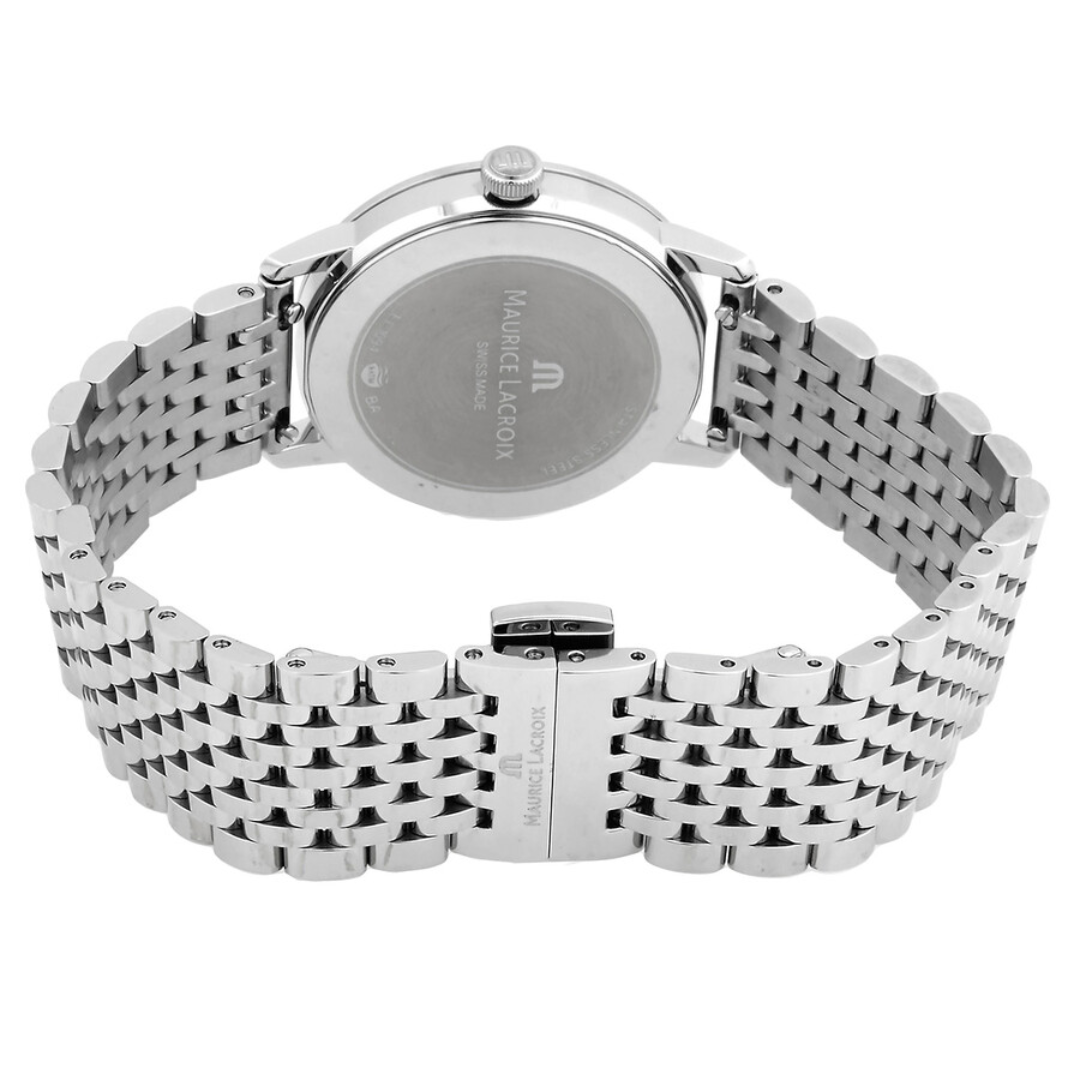 Maurice Lacroix Men’s Quartz Swiss Made Silver Stainless Steel Blue Dial 30mm Watch EL1094-SS002-450-1