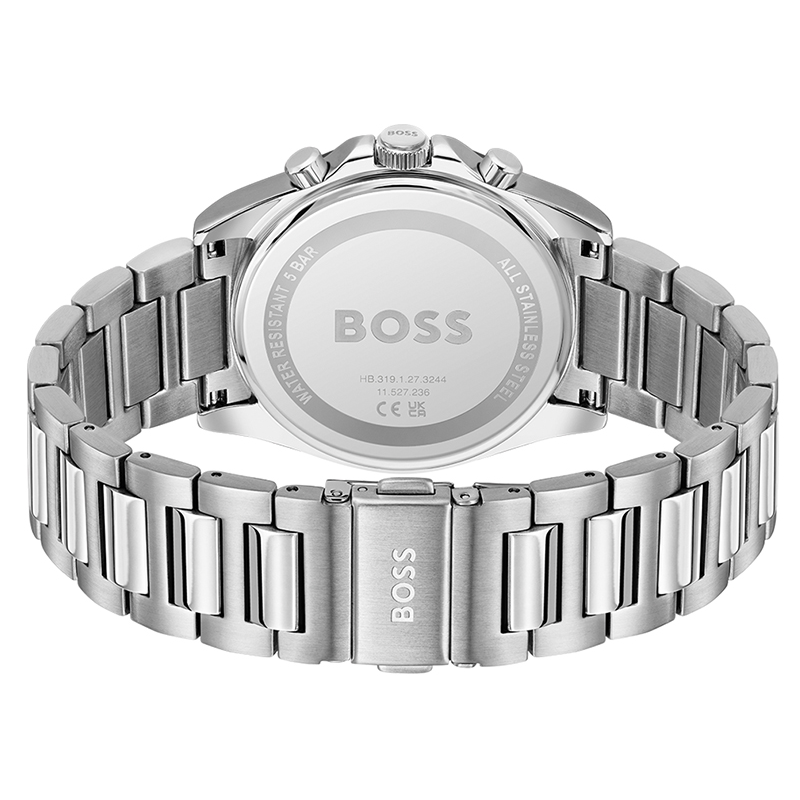 Hugo Boss Men’s Chronograph Quartz Silver Stainless Steel Green Dial 41mm Watch 1514241 - Image 3