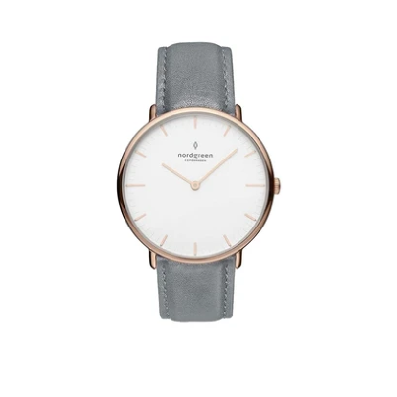 Nordgreen Women’s Quartz Grey Leather Strap White Dial 32mm Watch NR32RGLEGRXX