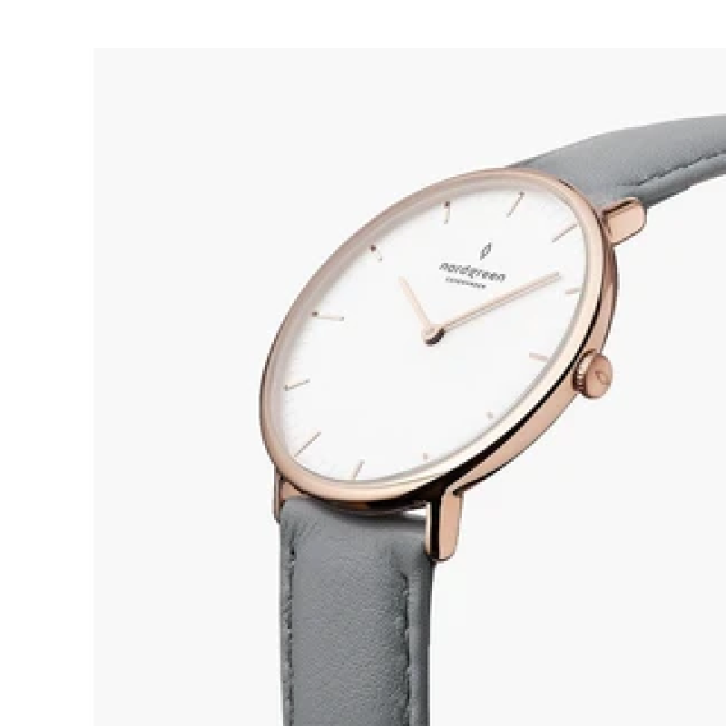 Nordgreen Women’s Quartz Grey Leather Strap White Dial 32mm Watch NR32RGLEGRXX - Image 2