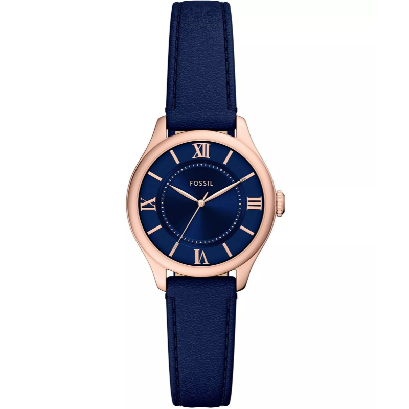 Fossil Women’s Quartz Blue Leather Strap Blue Dial 28mm Watch ES5424 (Without Tag)