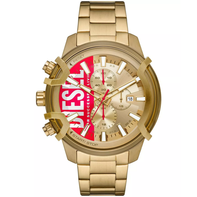 Diesel Men’s Chronograph Quartz Gold Stainless Steel Gold Dial 48mm Watch DZ4595 (Without Tag)