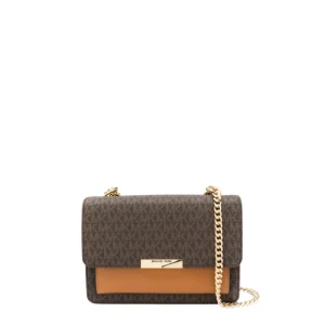 Michael Kors Jade Large Logo and Leather Crossbody Brown/Acorn Bag (Size: W:23cm H:15.4cm D:8.5cm) 30H9GJ4L3B