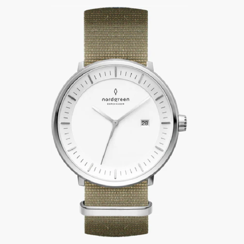 Nordgreen Unisex Quartz Green Nylon Strap White Dial 40mm Watch PH40SINYAGXX