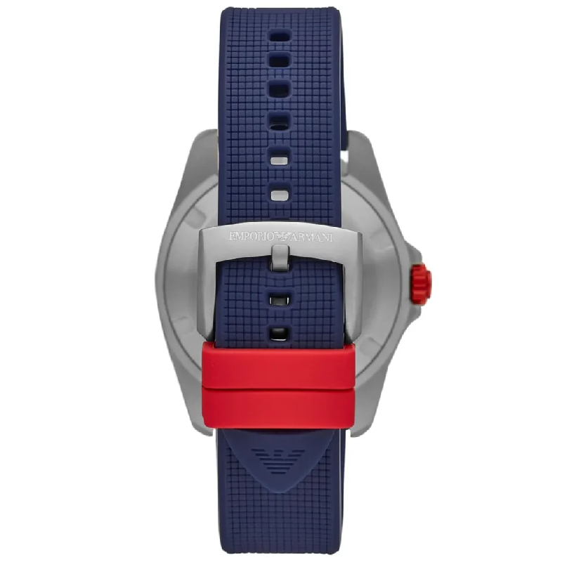 Emporio Armani Men's Quartz Blue Silicone Strap Blue Dial 44mm Watch AR11217