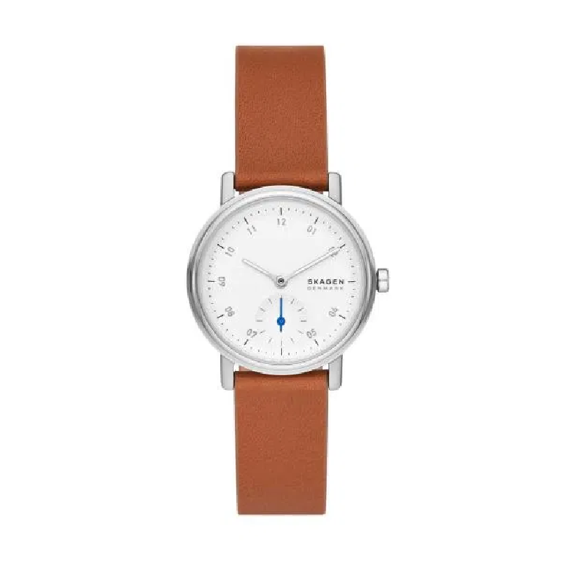 Skagen Women’s Quartz Brown Leather Strap White Dial 32mm Watch SKW3103 (Without Tag)