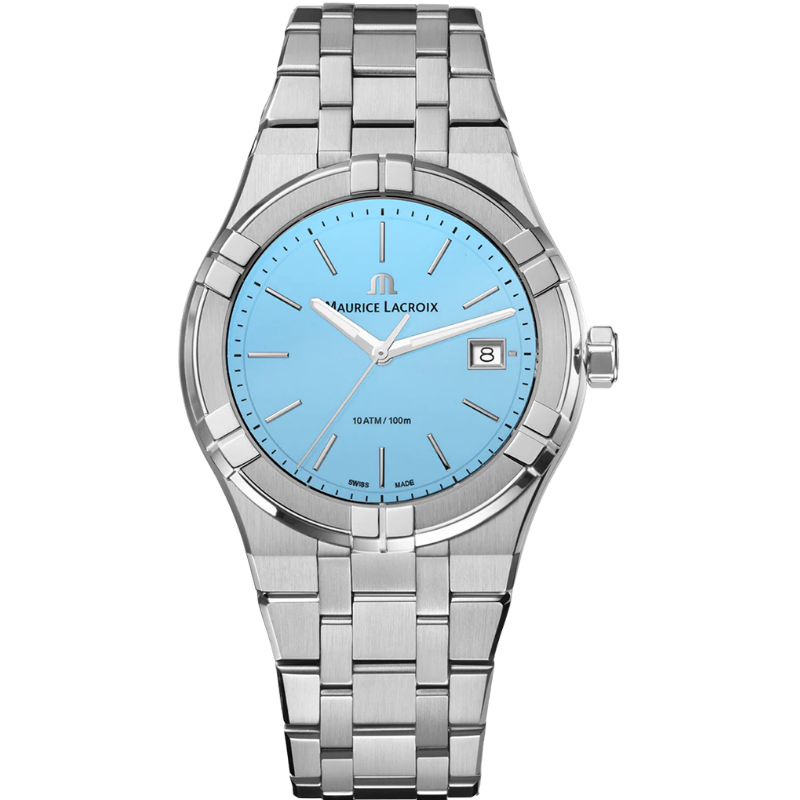 Maurice Lacroix Men’s Quartz Swiss Made Silver Stainless Steel Sky Blue Dial 40mm Watch AI1108-SS002-431-1