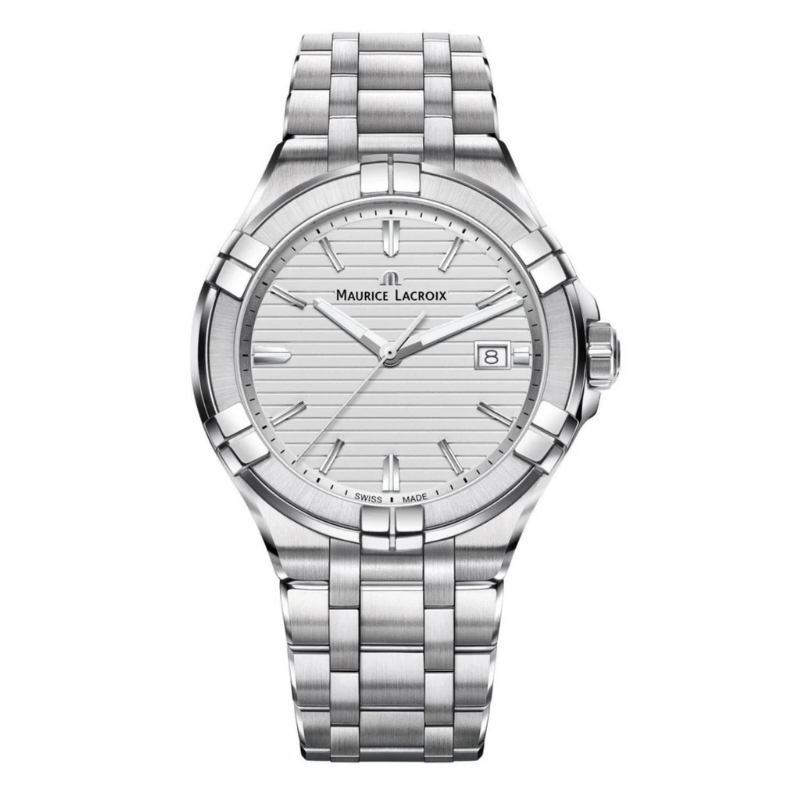 Maurice Lacroix Men’s Quartz Swiss Made Silver Stainless Steel Silver Dial 42mm Watch AI1008-SS002-131-1