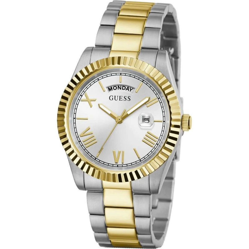 Guess Men’s Quartz Two Tone Stainless Steel Silver Dial 42mm Watch GW0265G17