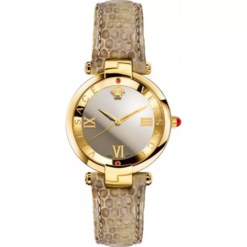 Versace Women Quartz Swiss Made Brown Leather Strap Silver Dial 35mm Watch VAI190016 (Without Tag)
