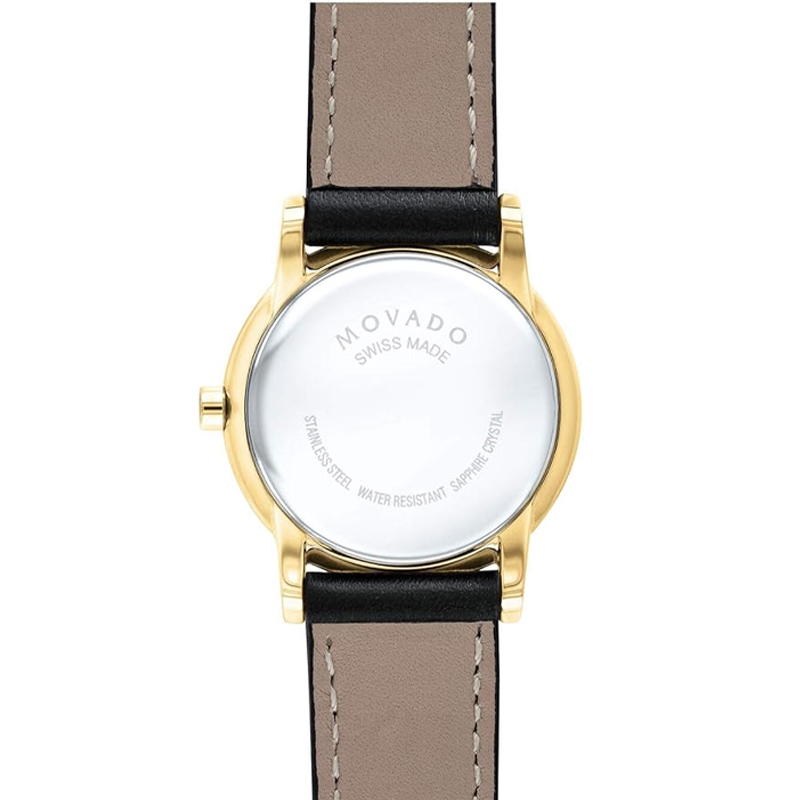 Movado Women’s Swiss Made Quartz Black Leather Strap Black Dial 28mm Watch 0607319 (Like New) - Image 2
