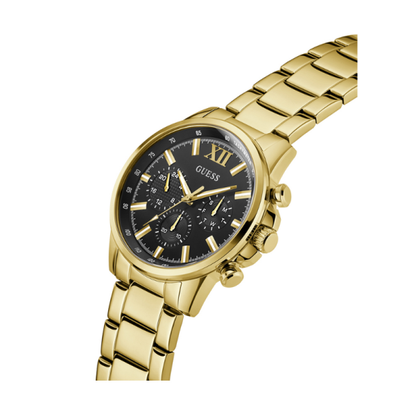 Guess Men’s Quartz Gold Stainless Steel Black Dial 44mm Watch GW0900G3