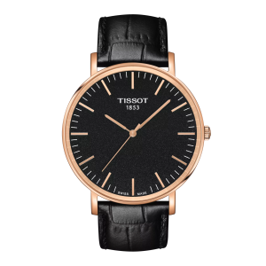 TISSOT Men’s Quartz Swiss Made Black Leather Strap Black Dial 42mm Watch T109.610.36.051.00 (Like New)