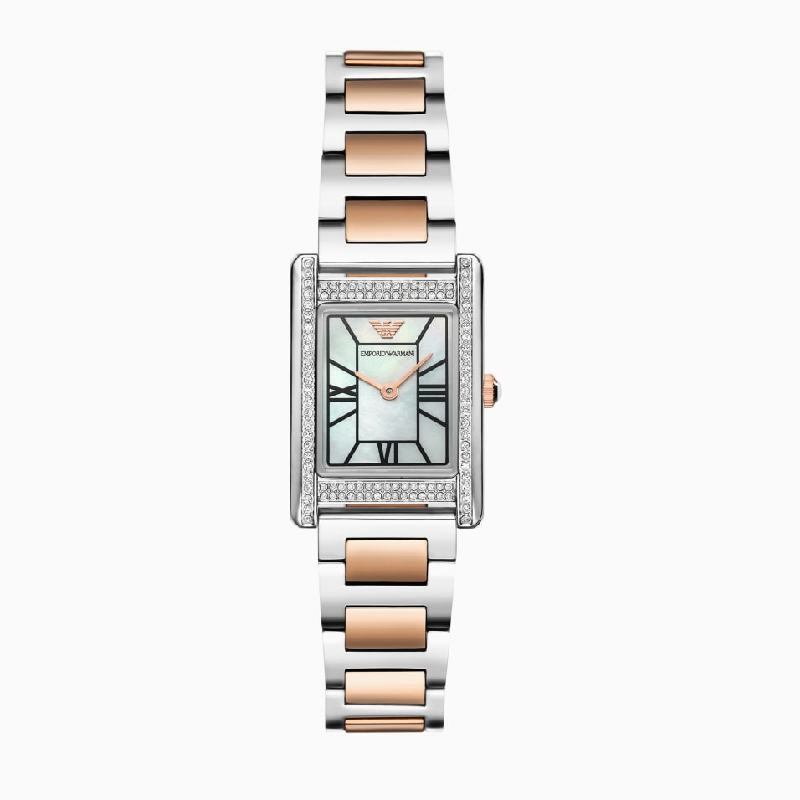 Emporio Armani Women's Quartz Two Tone Stainless Steel Mother of Pearl Dial 32mm Watch AR11626