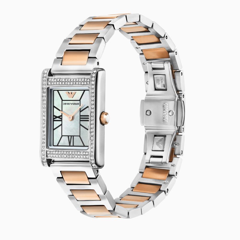 Emporio Armani Women's Quartz Two Tone Stainless Steel Mother of Pearl Dial 32mm Watch AR11626