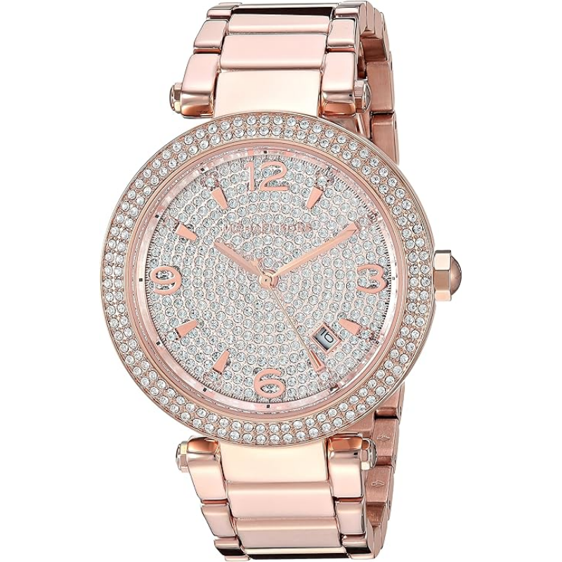 Michael Kors Women’s Quartz Rose Gold Stainless Steel Crystal Pave Dial 38mm Watch MK6511